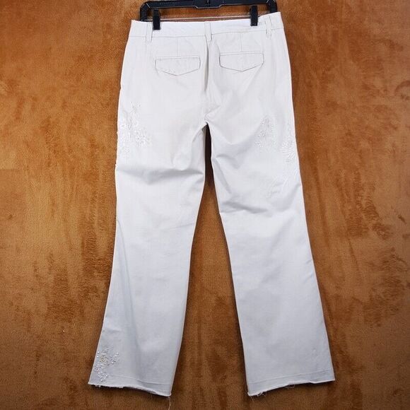 J CREW Womens Pants Size 6 Tan Chino Flare City Fit Embroidered Floral Pockets - Picture 7 of 12